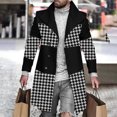 thumbnail image 2 of Holloyiver Men Casual Tops Printed Patchwork Woolen Coat Long Sleeve Turn-down Collar Jacket Black, 2 of 5