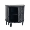 thumbnail image 3 of Accent Cabinet Modern Half-moon 2 Door Wooden Cabinet Storage Cabinet Solid Wood Veneer with Featuring Two-tier Storage, for Living Room, Hallway, Entryway and Dining Room, Painted in Black, 3 of 7