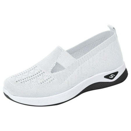 

GEZHEN Women s Casual Shoes Woven Orthopedic Breathable Soft Go Walking Slip On Foam Hands In Sneakers Arch Support Non Slip Low Top Platform Shoes