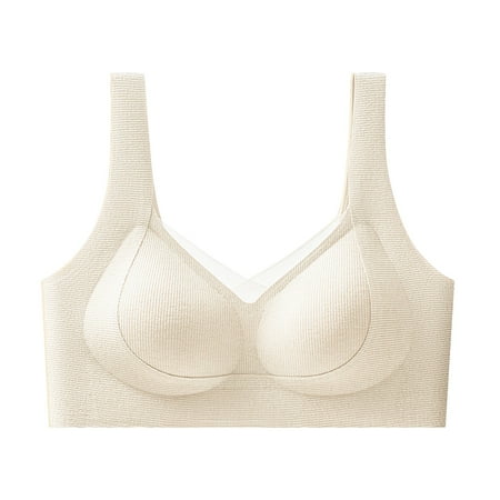 Cqxid525 Sports Bras for Women Underwear Women s Wide Straps Without Ring Gathered To Collect Side Breasts Large Size Tank Top Non Marking Bra L White