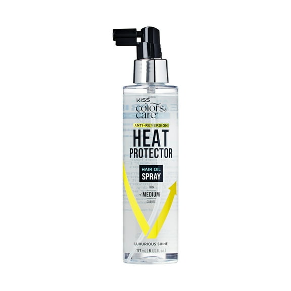 KISS Colors & Care Anti-Reversion Heat Protector Hair Oil Spray, 177mL (6 US fl. oz.)