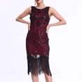 thumbnail image 3 of UPPADA Robe de Soirée pour Femmes à Paillettes avec Franges à Pampilles, Col en V, Sans Manches, Bretelles Spaghetti, Robe de Cocktail, Bal de Promo, Mini Robe de Fête, Coupe Ajustée, Froncée, Extensible, 3 of 7