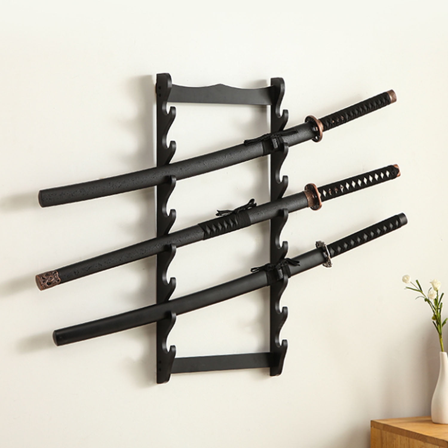 2x Sword Wall Mount Sword Holder Sword Display Sword Stand Rack with Felt Strips 
