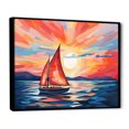 thumbnail image 3 of Designart "Sunset Serenity Sailing Boat II" Extra Large Transportation Framed Wall Art - Modern Red Boat Sailing Living Room Framed Canvas Art, 3 of 7