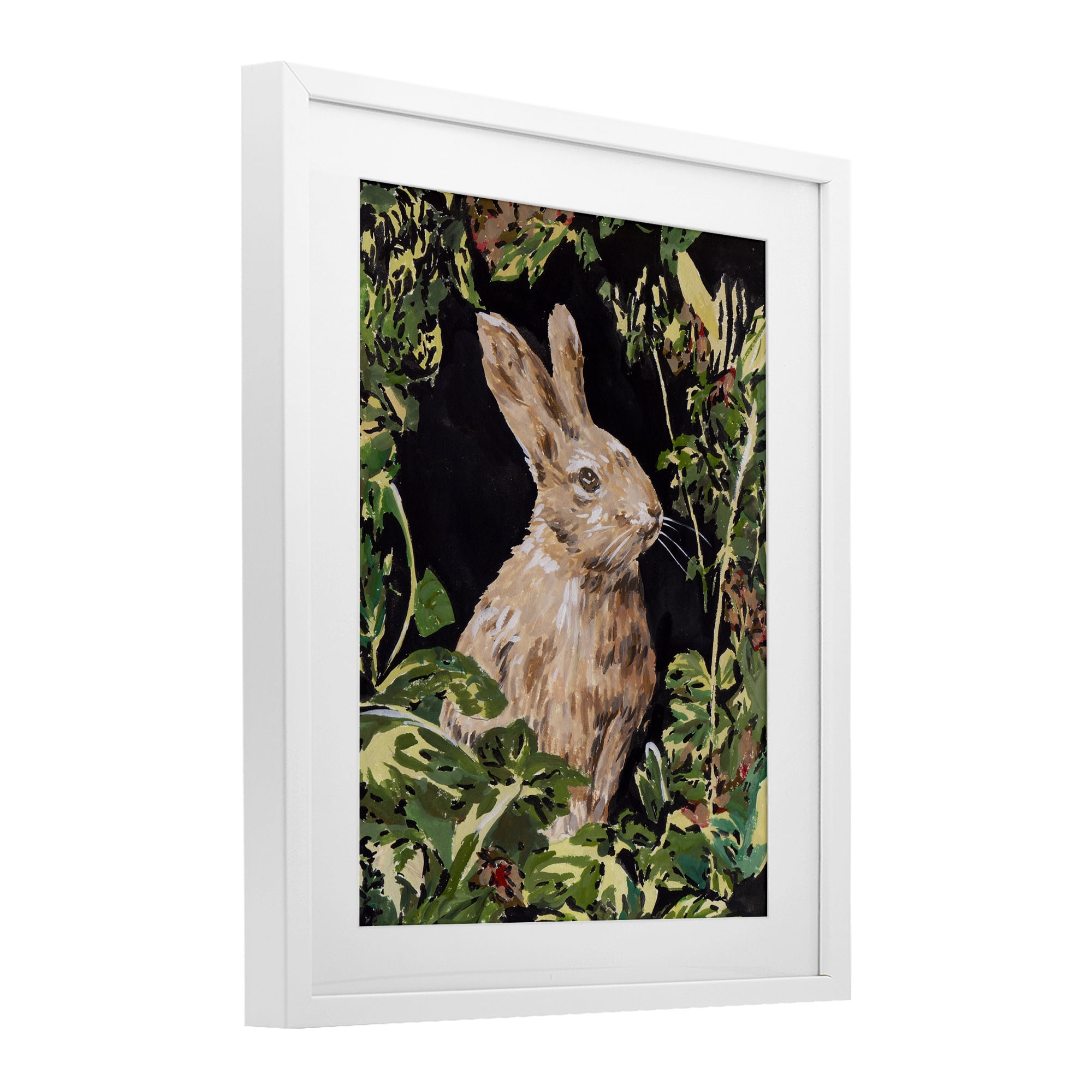 Stupell Industries Wreathed Botanicals Rabbit White Framed Print Under Glass, design by Melissa Wang