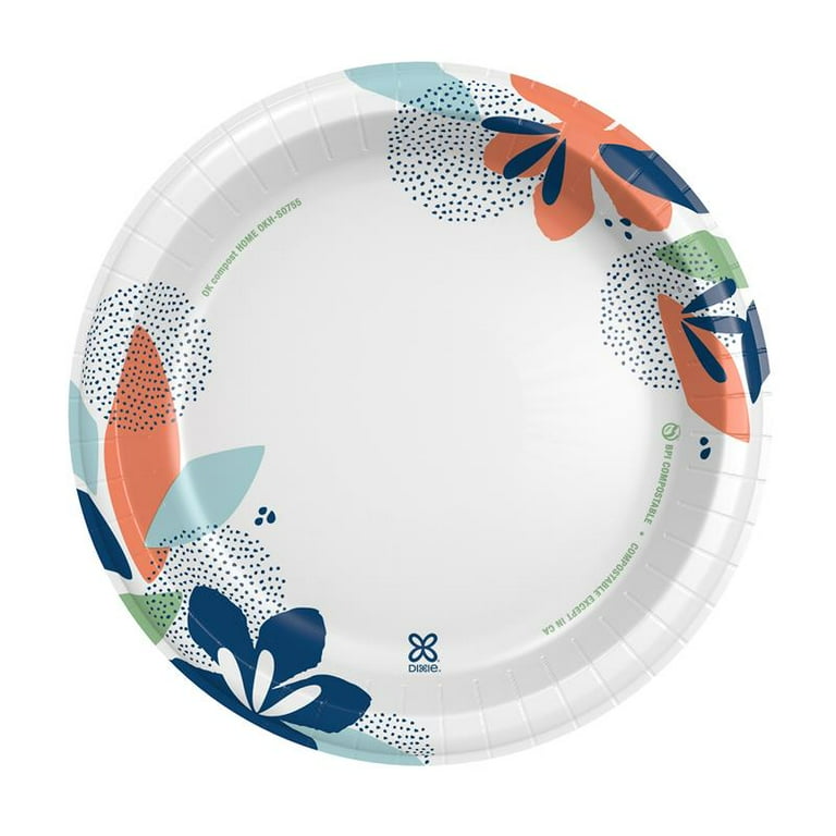 Dixie Paper Plates, 10 inch, 50 Count, 2X Stronger*, Multicolor, Disposable Plates