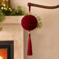 thumbnail image 6 of DefiDgd 3.15inch Christmas Flocked Ball with Tassel Adorned,Embossed Velvet Hanging Ball Decor for Christmas Tree Wall Window Wedding Holiday Party Home Ornament(E), 6 of 7