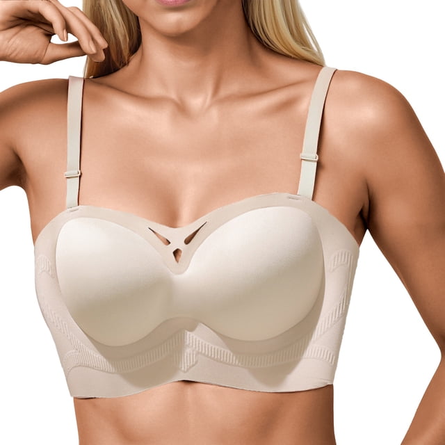 Brasier Tela de Mantequilla Strapless Underwear Women'S Small Gathered Non Marking Non Underwire Bandeau Wrap Bra 2025 Extra Grande