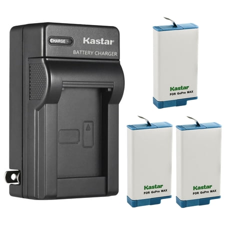 Kastar 3-Pack GoproMax Battery and AC Wall Charger Replacement for GoPro Max SPCC1B ACDBD-001 ACBAT-001 ACCBAT-001 CHDHZ-201 Battery GoPro MAX 360 Waterproof Degree 5.6K Action Camera