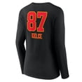thumbnail image 3 of Women's Travis Kelce Black Kansas City Chiefs Team Wordmark Player Name & Number Long Sleeve V-Neck T-Shirt, 3 of 3