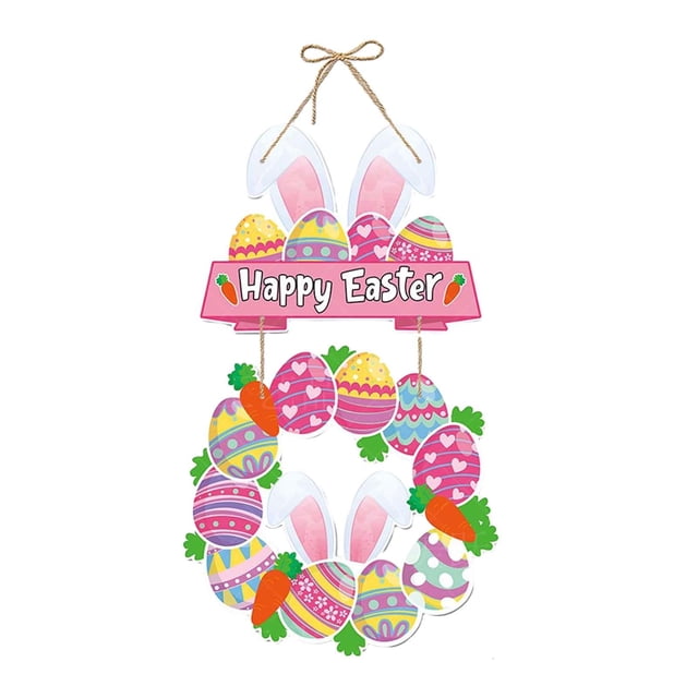 Letrero colgante de Feliz Pascua, decoración de pared, placa con temática de Pascua, decoración de puerta Estilo B