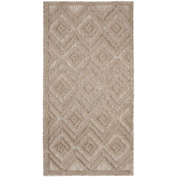 HomeRoots 573847 2 x 4 ft. Natural & Beige Geometric Indoor & Outdoor Rectangle Area Rug