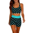 thumbnail image 7 of Staron Women's Bikini Set Vintage Printed High Waisted Ruched Swimsuit Two Piece Bathing Suit with Push Up Top for Beach Pool Vacation, Blue 3XL, 7 of 7