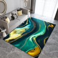 thumbnail image 3 of Emerald Green Marble Area Rugs, 3x5ft Small Golden Yellow Lines Nordic Simplicity Area Carpet, Living Room Carpet Fast Drying Machine Washable Apply to Playroom Cafe Office, 3 of 7