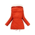 thumbnail image 3 of Gomelly Ladies Thickened Jacket Long Sleeve Outwear Coat Women Winter Warm Trench Coats Overcoat Orange XS, 3 of 7