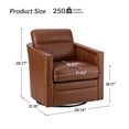 thumbnail image 6 of Swivel Genuine Leather Accent Chair Set of 2 Wooden Upholstery Home Theater Armchair Metal Base Living Room Brown, 6 of 8