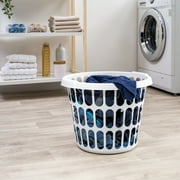Starplast 1 Bushel Round Laundry Basket, White Plastic