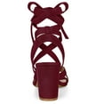 thumbnail image 3 of BLISSFUL STEP Women's Open Toe Crisscross Lace Up Chunky Heel Sandals, 3 of 6