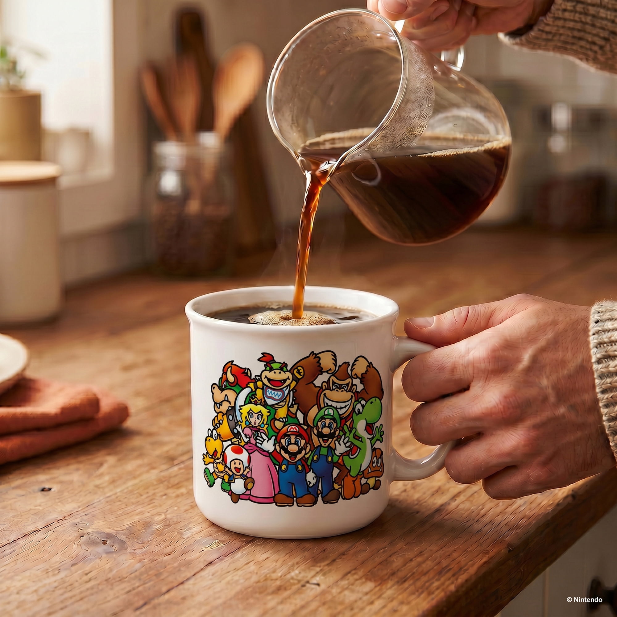 Pyramid America: Super Mario: Lineup - 20oz Ceramic Camper Mug - Coffee & Tea Cup, Microwave-Dishwasher Safe, Video Game Fan Collectible, Licensed