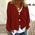 thumbnail image 4 of Arlun Women's Solid Color Knit Sweaters Cardigan 2025 Fall Winter Button down Open Front Casual Loose Sweater Soft Comfortable V-Neck Long Sleeve Outwear Red XL, 4 of 7