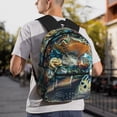 thumbnail image 3 of Gukieu Colorful Plant Turtle Print Backpack, Waterproof Backpack with Adjustable Shoulder Straps, Suitable for Campus, Business, Travel, Unisex, 3 of 6