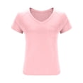thumbnail image 7 of Kovlvoll Shirts for Women V Neck Short Sleeve Loose Casual T-Shirts Summer Solid Color Basic Tee Tops, 7 of 7