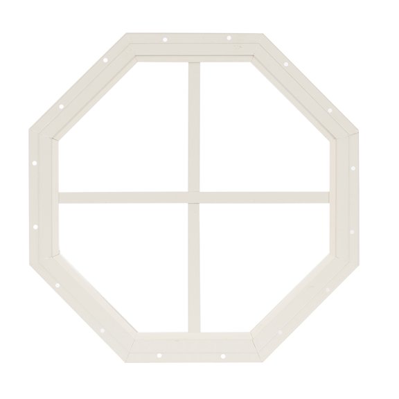 Shed Window 14" Octagon Gable Flush Mount White for Sheds, Playhouses, and Chicken Coops 1 PK (WOCT14W-BX1)