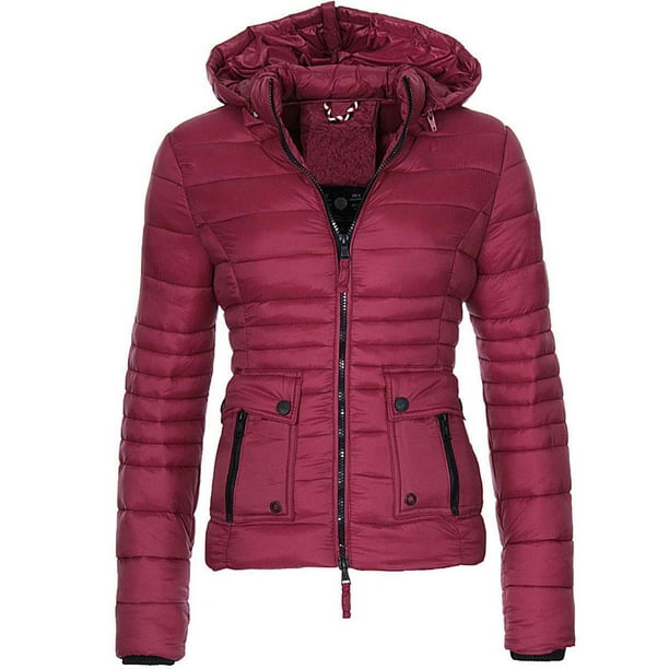 Puntoco Chaqueta De Mujer Chaqueta De Algodón Para Mujer Chaqueta De Algodón De Color Sólido Ajustada Chaqueta Con Capucha Cálida Con Cremallera Liquidación De Navidad Puntoco Puntoco-61