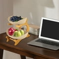 thumbnail image 6 of 2 Tier Fruit Basket Bamboo Ceramic Fruit Storage Bowl Kitchen Snack Organizer, 6 of 12