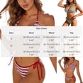 thumbnail image 3 of YTCAMLO Women's Colorblock Stripes Bikini Sets Summer Trendy Halter Tied Triangle High Cut Thong Cheeky Two Piece Bathing Suit, Red S, 3 of 9
