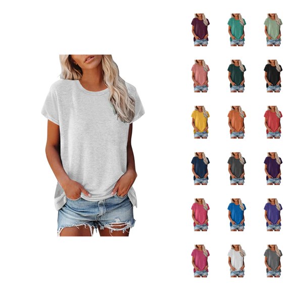 Women's T Shirts Loose Fitting Tops for Women Short Sleeve Crewneck Basic Tees Casual Summer Everyday Outfit