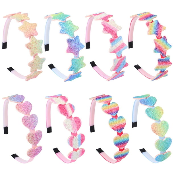 Diadema para niñas, lazos con lentejuelas brillantes, accesorios para el cabello, diademas encantadoras para niños, diademas con lazo para el regreso a la escuela, paquete de 8
