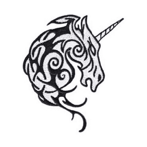 Fantasy Animals Iron on Patch - Unicorn Tribal Head Tattoo Design Applique Fantasy Animals Iron on Patch - Unicorn Tribal Head Tattoo Design Applique