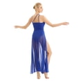 thumbnail image 3 of TiaoBug Womens Mesh SleevelessLyrical Dance Leotard Dress Gymnastics Dancewear Costume Royal Blue L, 3 of 7