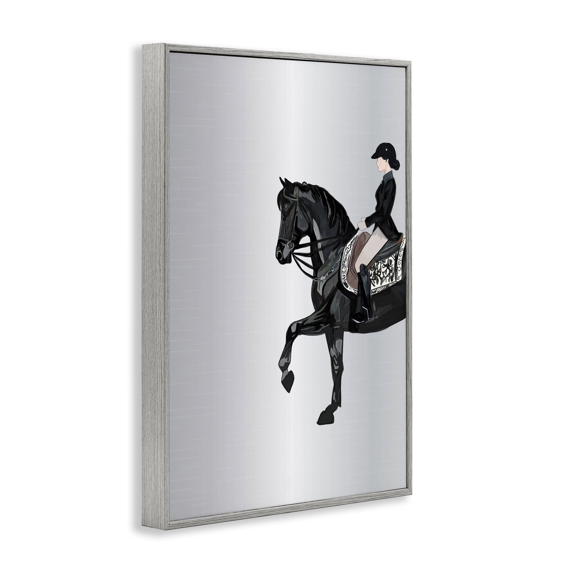 Stupell Industries Silver Rider Jockey Animals & Insects Painting Gray Framed Art Print Wall Art, 20 x 30