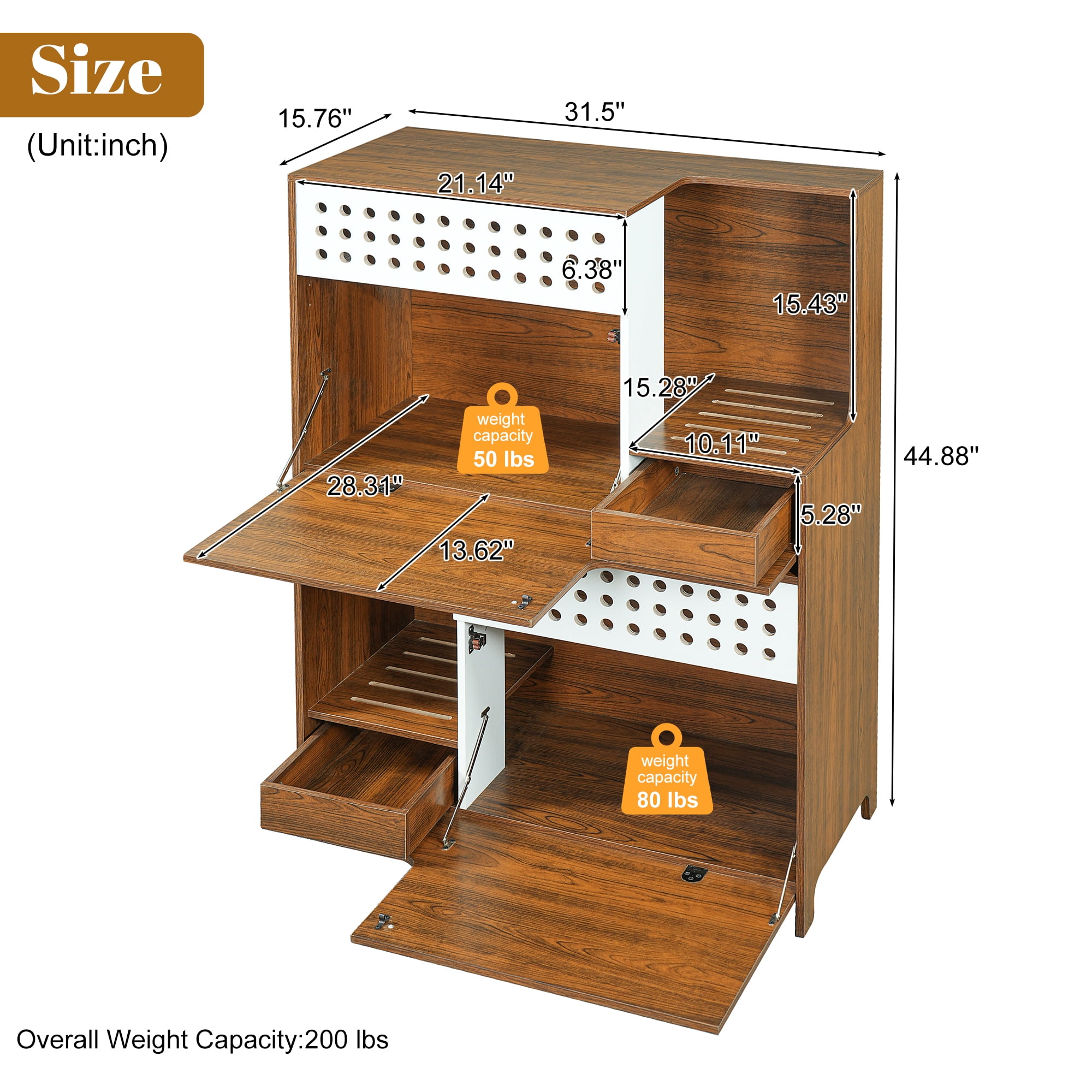 Modern 2-in-1 Cat Litter Box Enclosure, Brown Hidden Cat House Side Table with Storage, Ventilated Perforated Panel Pet Furniture, Heavy-Duty MDF Cabinet for 2 Small to Medium Cats