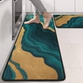 thumbnail image 2 of Kitchen Rugs Sets Of 2,Teal Marble Gold Line Pattern Anti Fatigue Kitchen Mat Rugs Non Slip Washable,Decorative Kitchen Floor Mats for Kitchen,Sink,Laundry,17"x47"+17"x47", 2 of 5