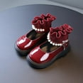 thumbnail image 1 of Chaussures d'Hiver pour Enfants Princesse en Cuir PU, Chaussures Décontractées pour Tout-Petites Fille, Imperméables, Bottes de Mode Rouges avec Perle, Chaussures Plates en Caoutchouc, 1 of 3