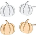 thumbnail image 1 of 2 pares de pendientes con diseño de calabaza para Halloween, joyería de calabaza dorada y plateada JM, 1 of 5
