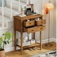thumbnail image 3 of Solid Wood Narrow Console Table 23.7" Slim Side Table with 3 Drawers and Bottom Shelf for Hallway Small Living Room Space Saving Storage, 3 of 8