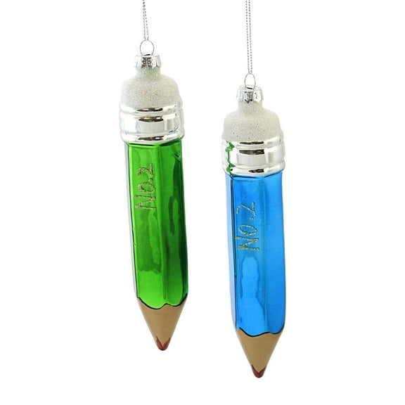 Holiday Ornament Pencil Ornaments Glass Teacher Writing Crafts Yq0005 Green