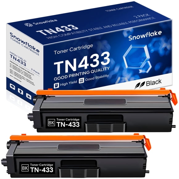 TN-433BK TN433BK Lot de 2 Cartouche de Toner Noir Haute Capacité Compatible TN433BK TN-433BK Remplacement pour Brother TN433 TN-433 TN 433 MFC-L8900CDW HL-L8360CDW HL-L8260CDW Imprimante