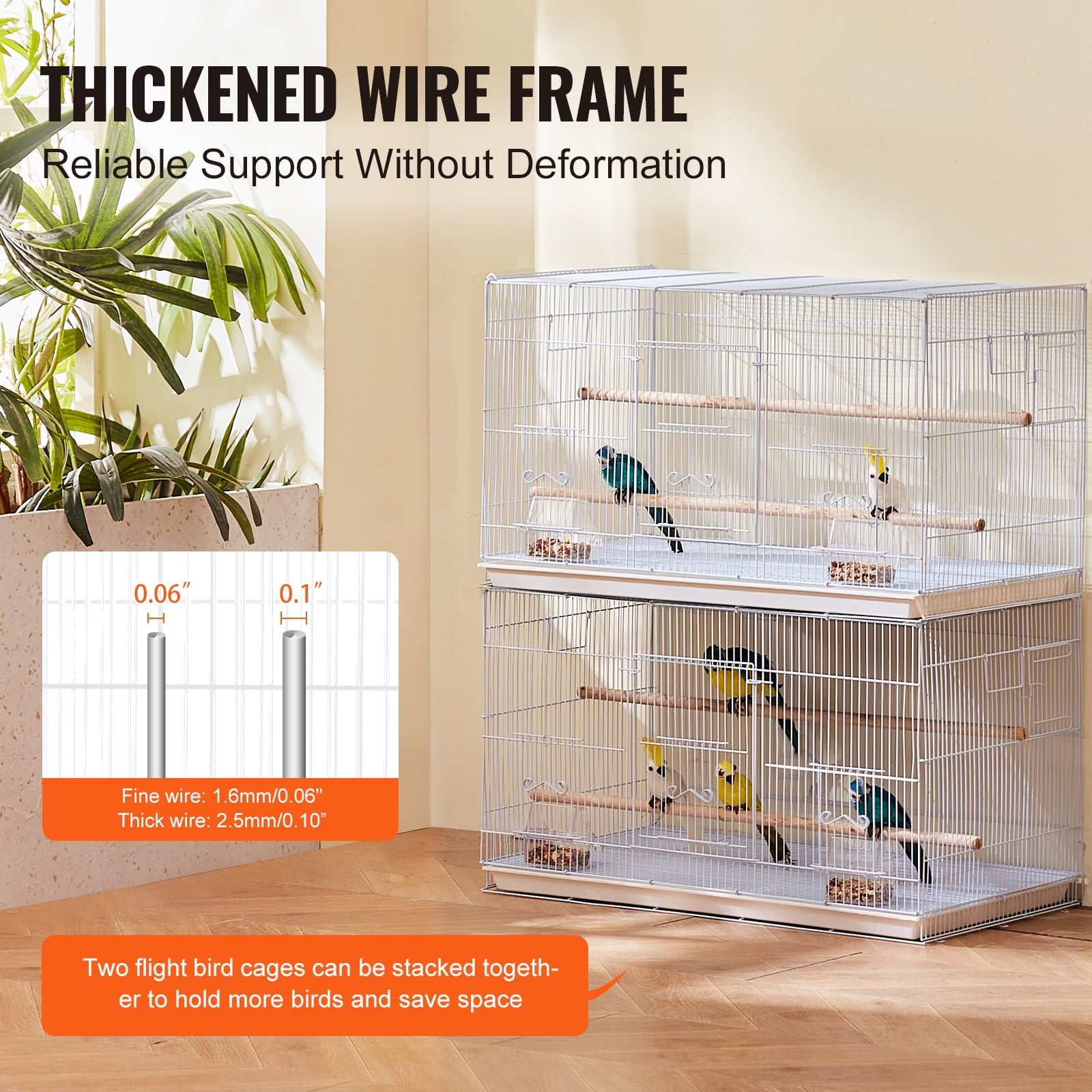 KFFKFF 30"x18" White Bird Cage, Compact Metal Parakeet Enclosure with Perches & Food Containers for Small Birds