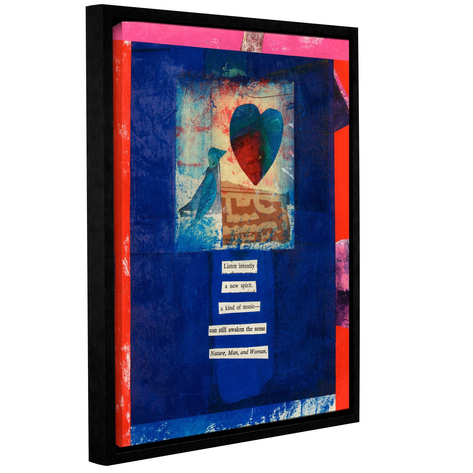 ArtWall Elena Ray "Bird, Heart, Love" Gallery-wrapped Floater-framed Canvas