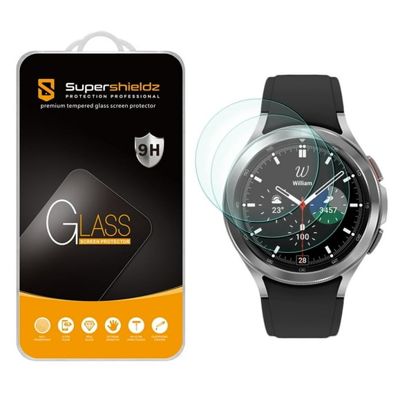 [3-Pack] Supershieldz for Samsung Galaxy Watch 4 Classic (46mm) Tempered Glass Screen Protector, Anti-Scratch, Anti-Fingerprint, Bubble Free