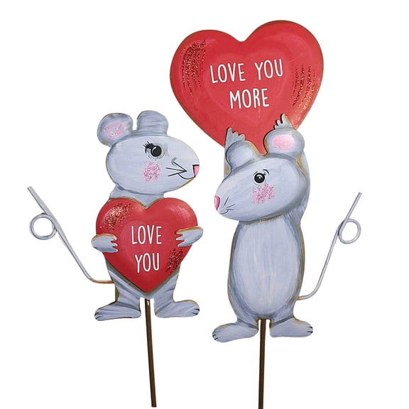 Home & Garden Love Mice Set/2 Metal Valentine's Day Romance V22009