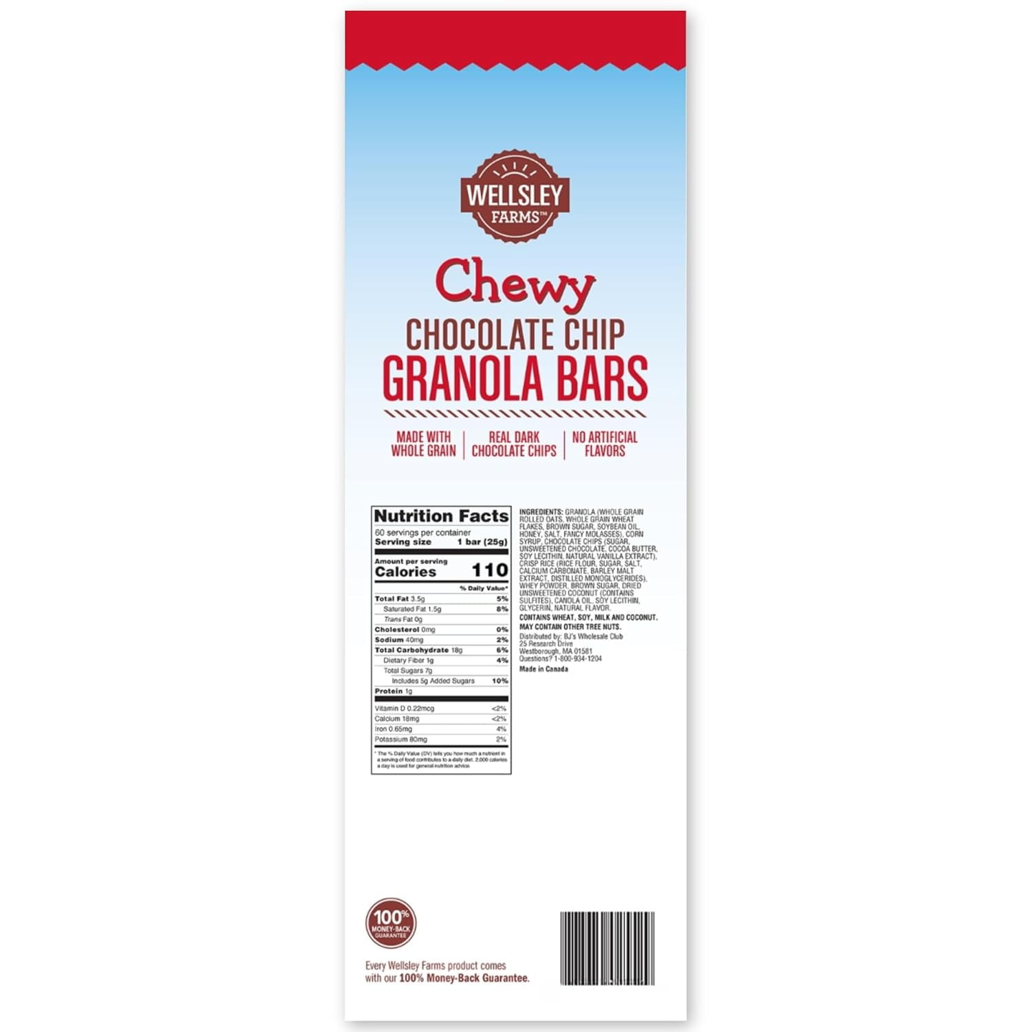 Chewy Chocolate Chip Granola Bars, 60 Count, 3 lbs 4.8 oz