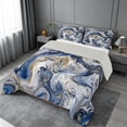 thumbnail image 2 of meiyoeat Blue Gold Marble King Size Comforter Sets For Kids,Fluid Swirl Design Comforters King Size For Adults,Light Gray Reversible,3-Piece, 2 of 7