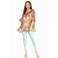 thumbnail image 5 of Sakkas Marina Women's Casual Short Sleeve Blouse Top Tunic Loose Floral Round Neck - 554-Multi - L/XL, 5 of 5