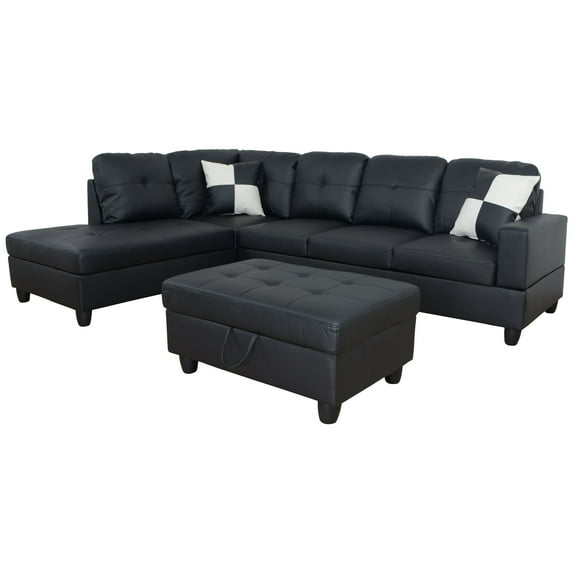 G Furniture AYCP Furniture L Shape Sectional Sofa with Storage Ottoman